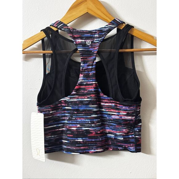 Lululemon Break Free Tank Nulux Hinshu Alpine White Multi Black size 4 new - Picture 2 of 11